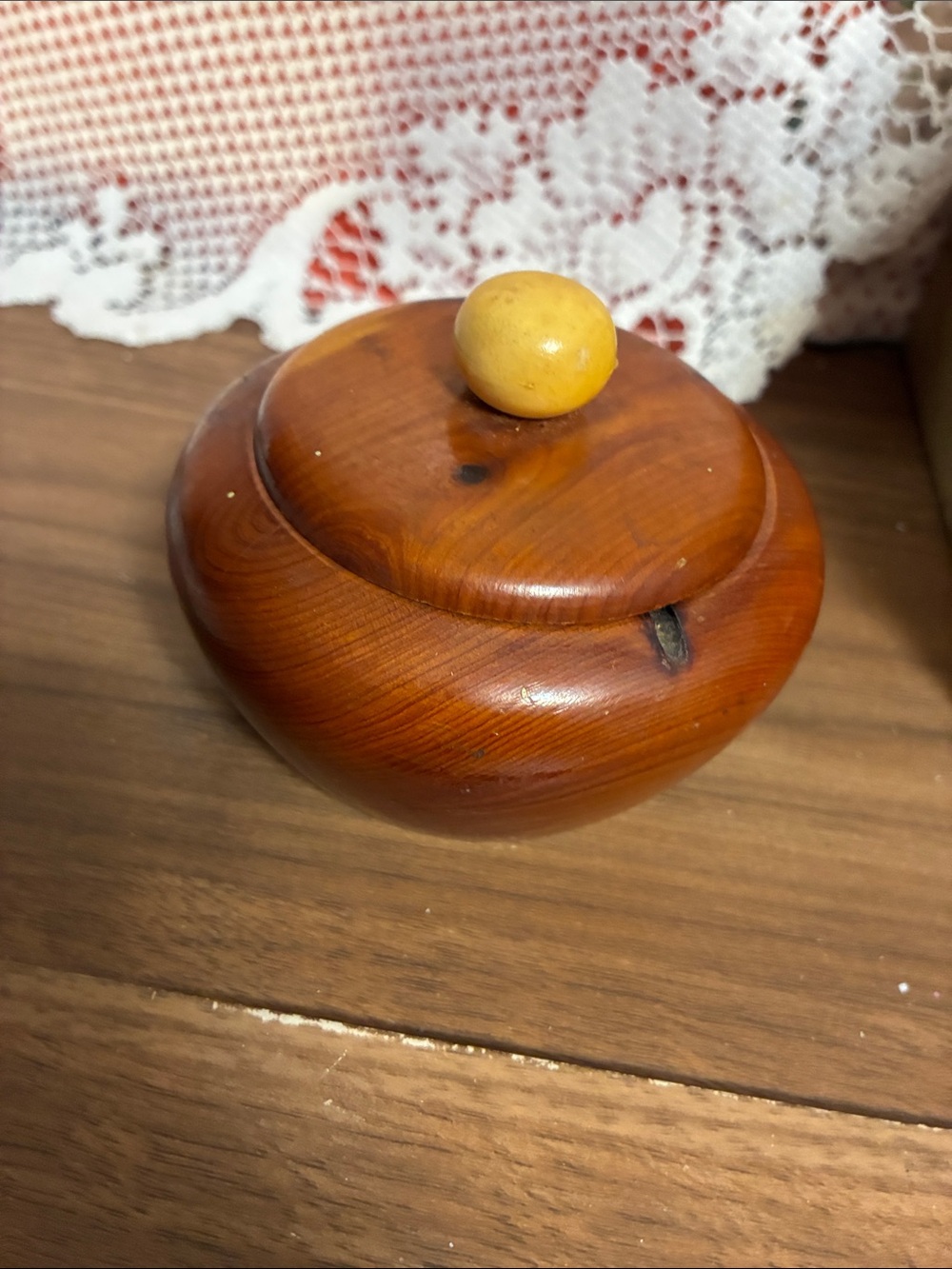 Wooden Lidded Decorative Box with Yellow Knob - Picture 2 of 9